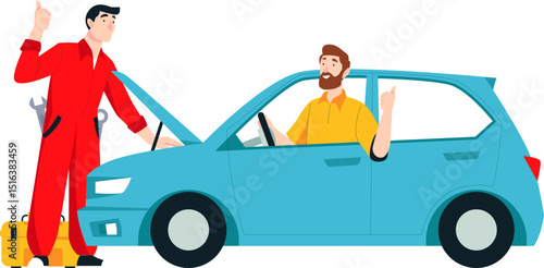leasing worker repairing car vector illustration 