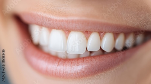 This close-up image captures a bright, healthy smile featuring pristine white teeth and warm lips, showcasing the essence of confidence and personal care through dental hygiene.