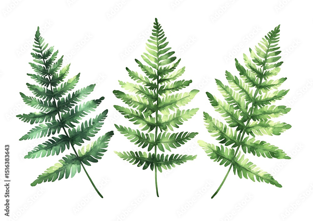 Watercolor fern leaves Watercolor fern leaves