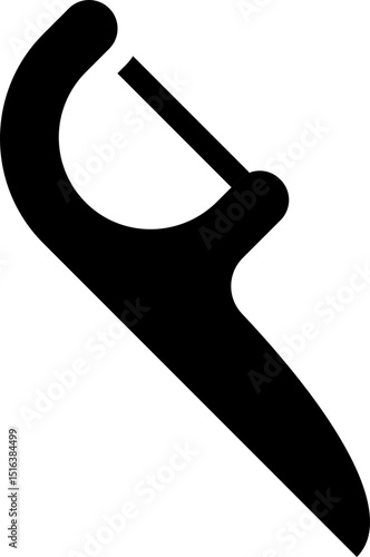 Dental floss pick icon. Silhouette style.