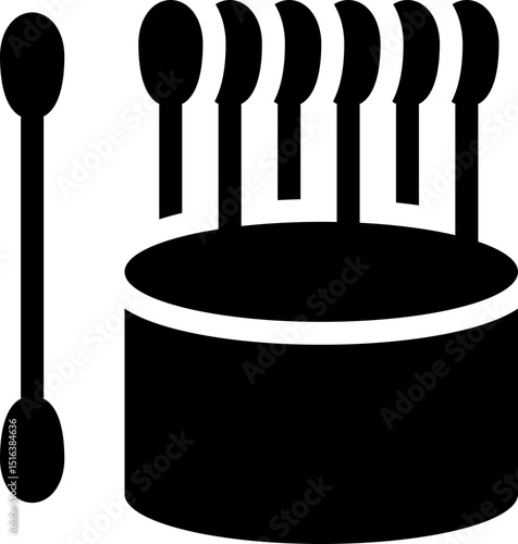 Cotton swabs in container icon. Silhouette style.