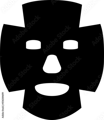 Facial sheet mask for skincare icon. Silhouette style.
