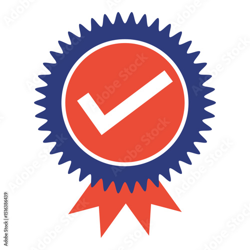 badge checkmark ribbon – approval verified symbol icon certification vector