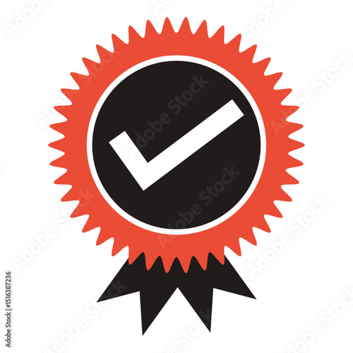 badge checkmark ribbon – approval verified symbol icon certification vector