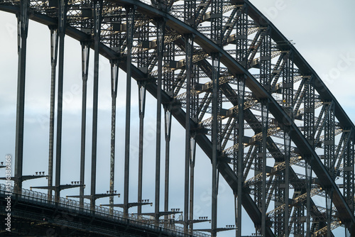Sydney Harbour Bridge Steel Arch Truss Structure Detail Close-Up Engineering Framework