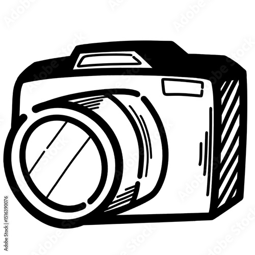 Camera doodle line art