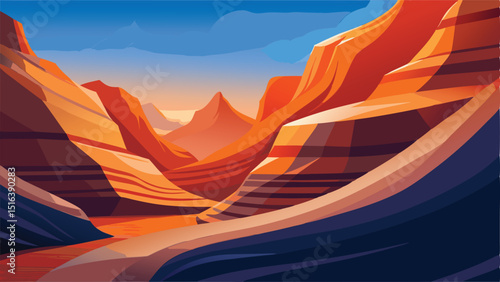 Grand canyon landscape illustration vector graphics download