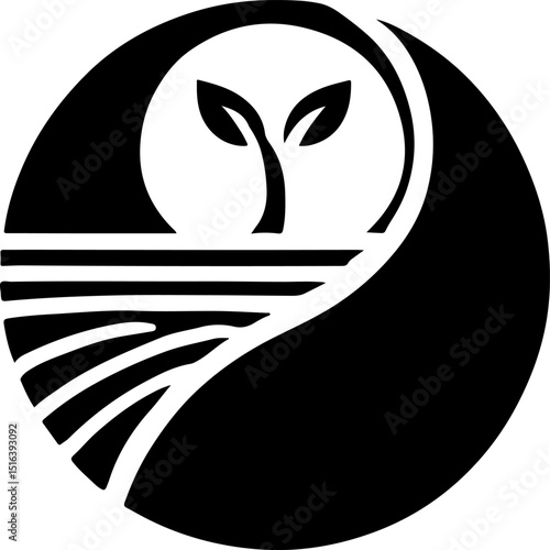 vector illustration sketch silhouette design icon logo symbol plant of hope as a symbol of nature conservation