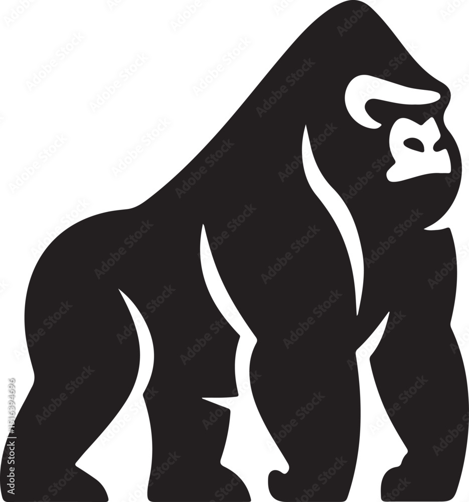 Obraz premium Gorilla Logo Icon Silhouette Vector Design