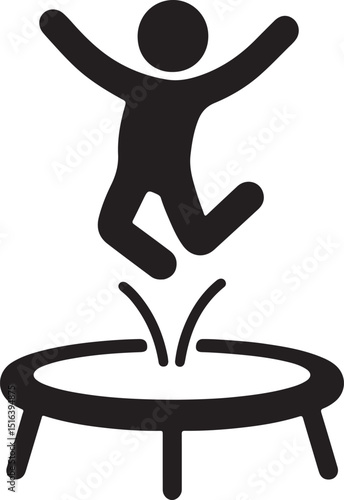 Jumping Trampoline Vector Silhouette Illustration