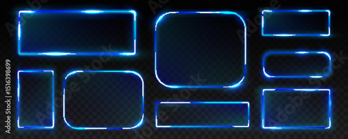 png transparent interface overlay with beveled glass panel smooth rectangle clean effect futuristic frame stylish glow crystal floating soft border digital template modern design element

