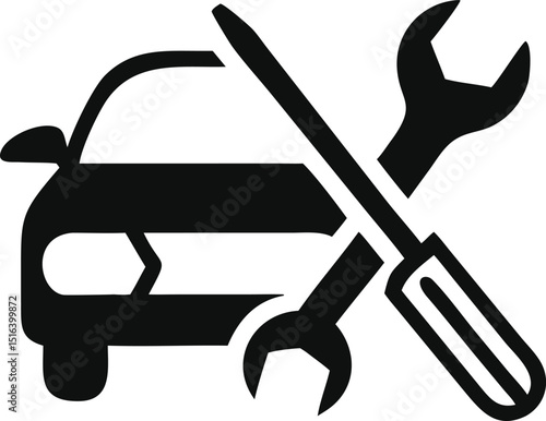 car service - black vector icon Illustration