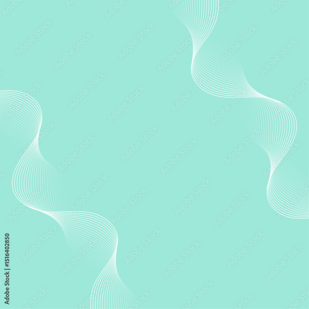 Fototapeta premium Abstract background with lines and waves. Banner. Element for design isolated. Vector background for brochure, booklet, flyer, poster. Green and white gradient. Turquoise, blue