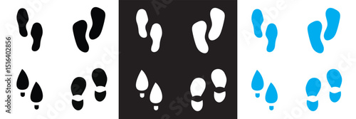 Human foot and shoe print icons . Vector for websites, mobile interfaces, presentations, banner, visual branding etc. Vector illustration. isolated on white and black background. EPS 10
