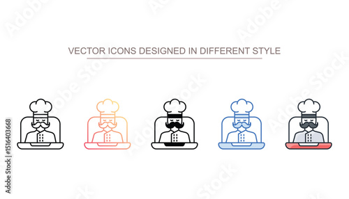 Online Cooking icon design with white background stock illustration