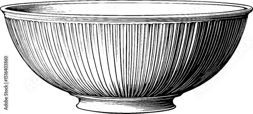 Intricate vintage engraved bowl with detailed black bold lines for art design projects
