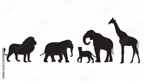 Wildlife safari animals silhouette vector illustration graphic design for africa travel adventure