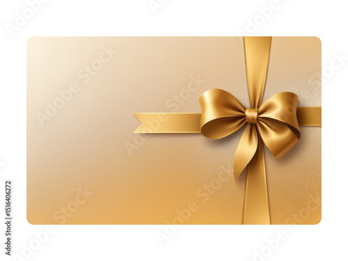 Gold vertical ribbon gift card template with soft shadows and transparent luxury card layout for events