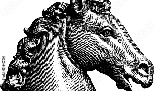 Vintage engraved illustration of a child's rocking horse