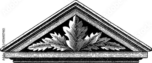 Engraved architectural clerestory illustration featuring ornate leaf motif