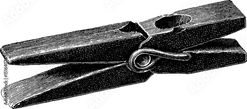 Vintage engraved clothespin illustration for design and decor