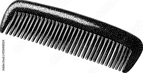 Detailed black and white engraved comb illustration for design and art concepts