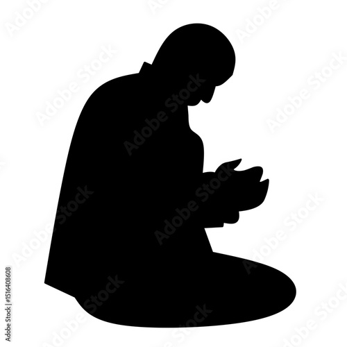 Muslim Pray Silhouette Illustrtion