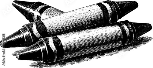 Vintage engraved crayon illustration with bold black lines for art and design projects