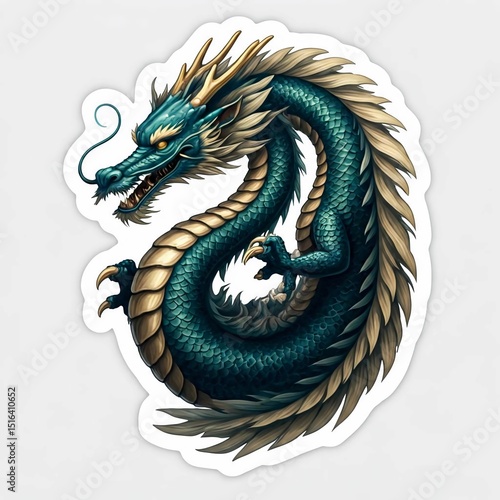  Dragon sticker image pure white background.