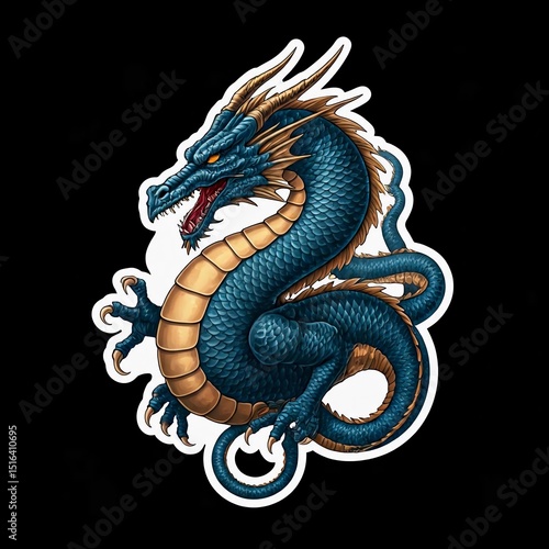  Dragon sticker image pure white background.