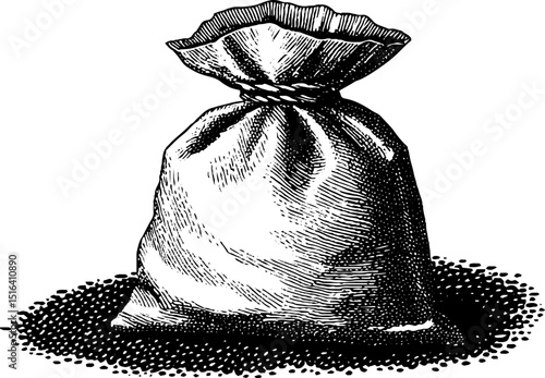 Vintage engraved illustration of fertilizer bag design for agriculture and gardening