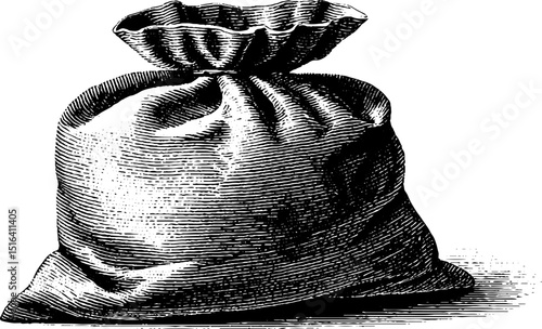 Vintage flour bag engraving illustration with bold lines for rustic design