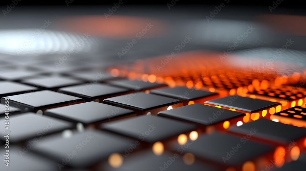 Abstract 3D cube grid with glowing particles, a modern tech texture backdrop. Abstract 3D cube grid with glowing particles, a modern tech texture backdrop.