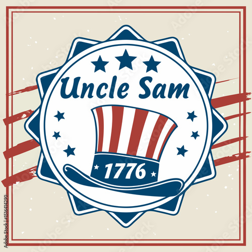 Vector art uncle sam patriotic design with stars and stripes hat for fourth of july celebration and independence day image