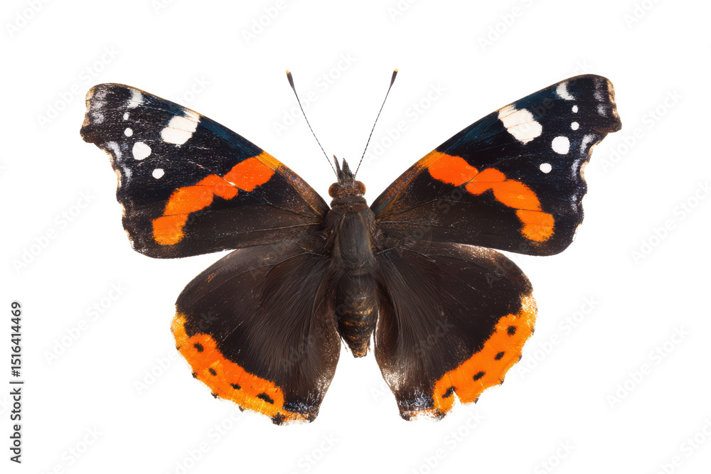 Naklejka premium Red Admiral Butterfly Close-up View of Wings and Body