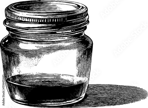 Vintage engraved honey jar illustration for kitchen decor and packaging design