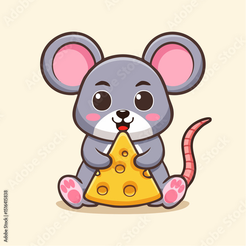 チーズを食べるネズミのベクター素材
