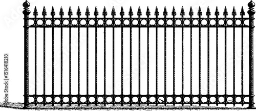 Ornamental metal fence engraving for architectural and design projects
