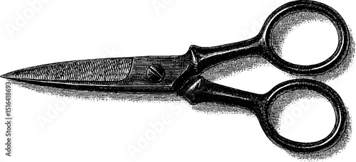 Vintage engraved illustration of nail scissors for grooming design and craft projects