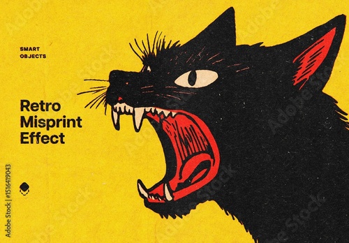Retro Misprint Design Effect Mockup