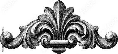 Intricate engraved ornamental keystone design for architectural decor