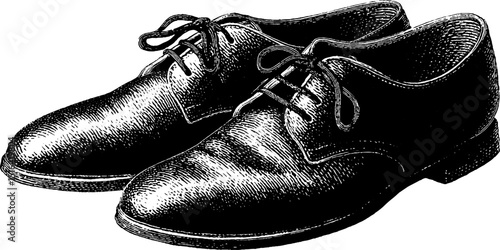 Vintage engraved illustration of black leather shoes