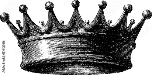 Detailed engraving of classic paper crown design for artistic projects