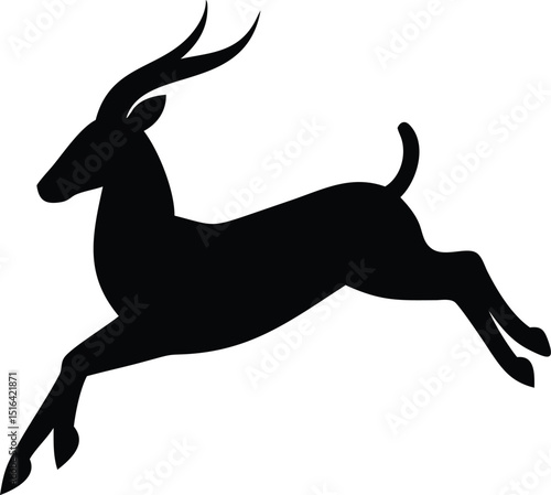 Black silhouette vector of a jumping antelope on a white background ready for design use
