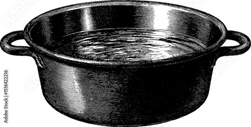 Vintage engraving of pot filled with clean water for use in design and decoration projects