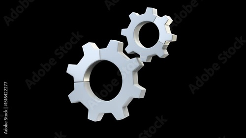 3D gears icon on transparent backgound. 3d rendered animation with alpha channel. 3d rendered movie clip with alpha channel.	
