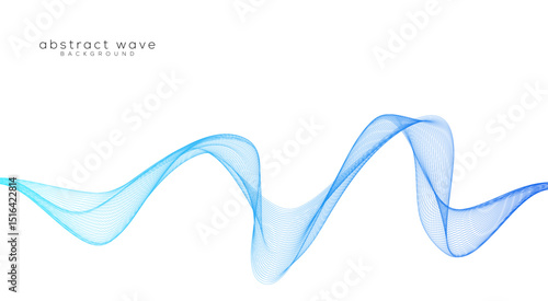 Vector abstract flowing blue wave lines isolated on white background. Design element for technology, science, AI, flyer, modern concept. Futuristic technology concept