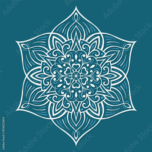 Decoration for New Year Christmas and winter holidays. Snowflake on blue background. Vector illustration 8