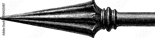 Detailed engraved illustration of architectural spire finial design for historical projects