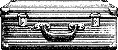 Vintage travel concept with engraved suitcase design for posters and prints
